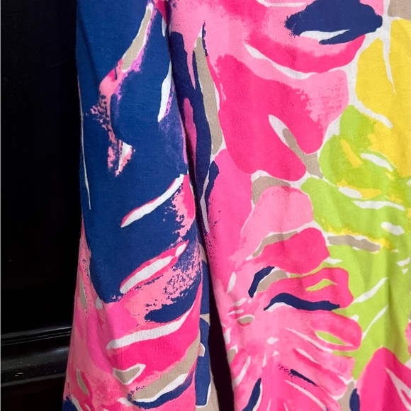 Lilly Pulitzer Palm Leaves Cotton Long Sleeve Dress Pink/Blue/Lime Small - Picture 5 of 7